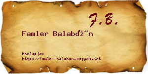 Famler Balabán névjegykártya